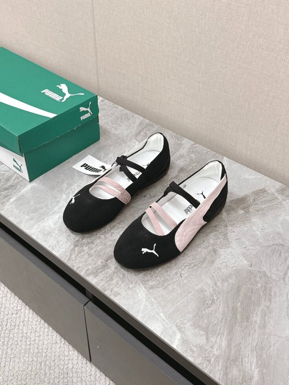 Puma Pink/Black Ballet Style Mary Jane Training Shoes